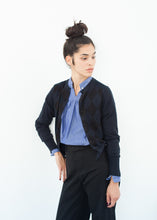 Load image into Gallery viewer, Quilt Pattern Cardigan in Black/Navy
