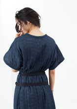 Load image into Gallery viewer, Quilted Mesh T-Shirt Dress in Navy
